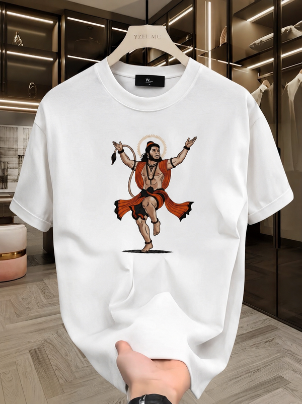Hanuman Embroidery Oversized 100% Cotton Tshirt – Premium Devotional Streetwear