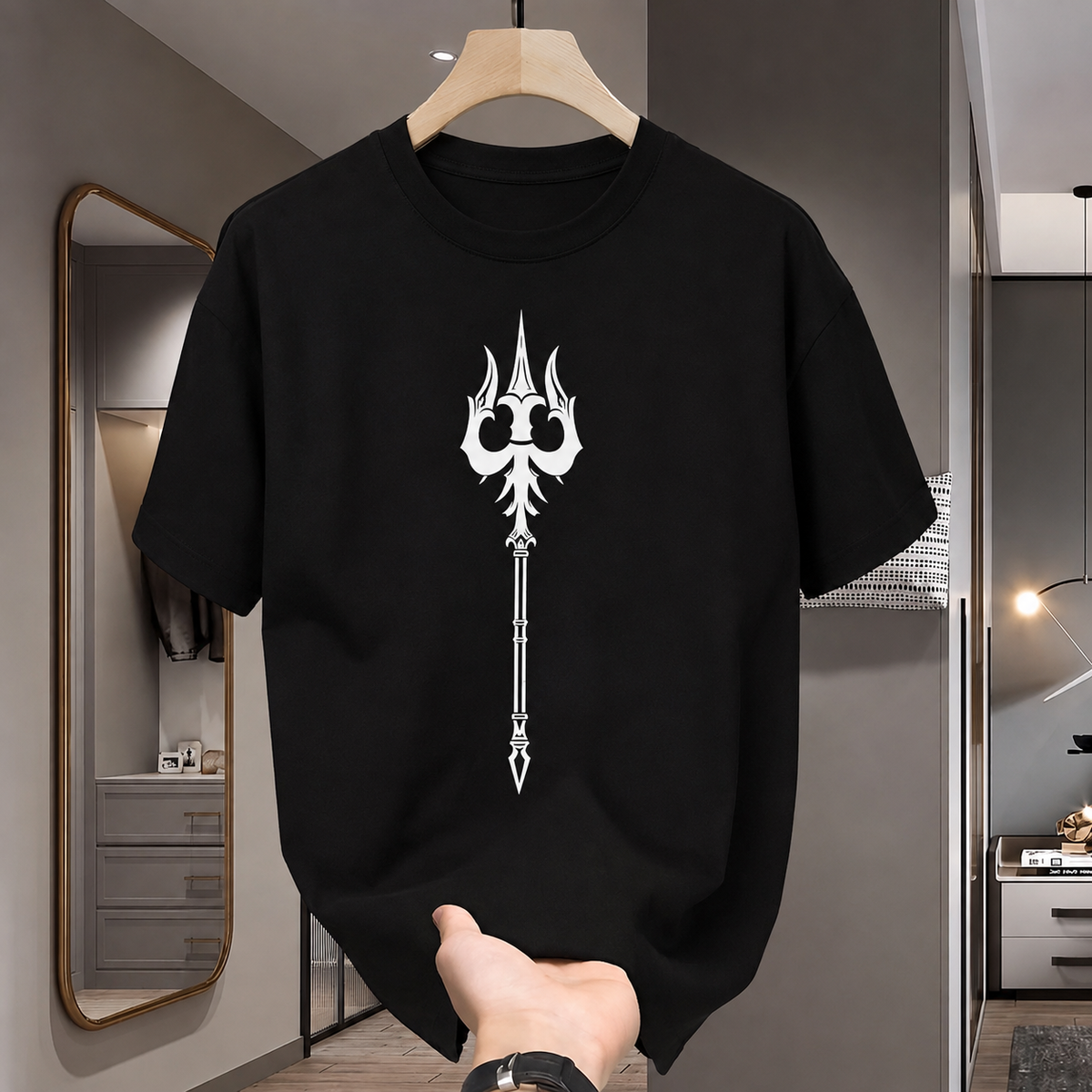 Trishul Graphic Oversized 100% Cotton Tshirt Premium Shiva Streetwear