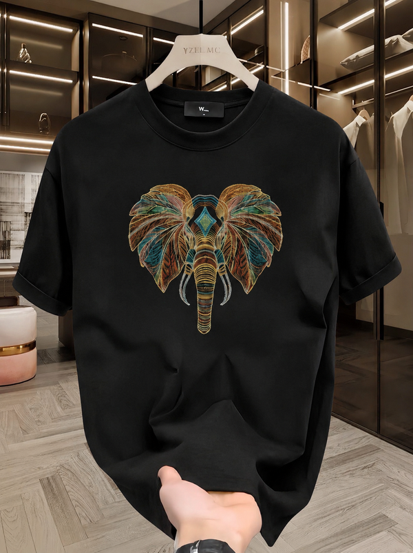 Elephant Embroidery Premium Oversized Tshirt