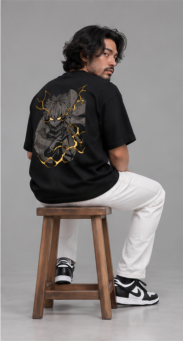 Zenitsu Lightning Anime Graphic Cotton Oversized T-Shirt