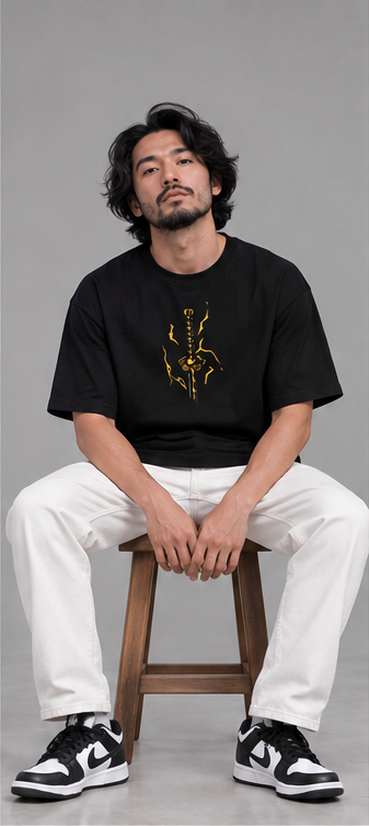 Zenitsu Lightning Anime Graphic Cotton Oversized T-Shirt