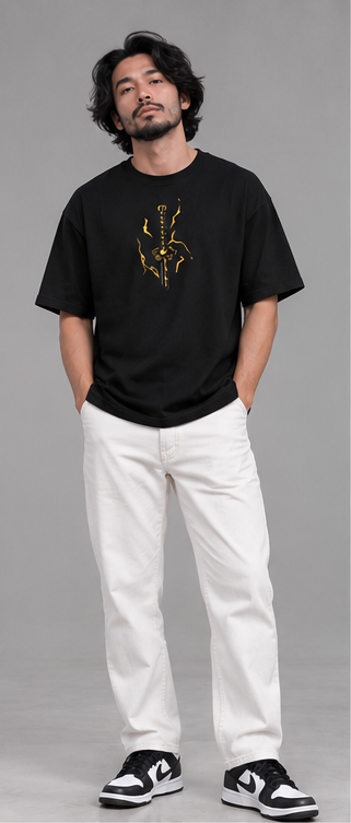 Zenitsu Lightning Anime Graphic Cotton Oversized T-Shirt