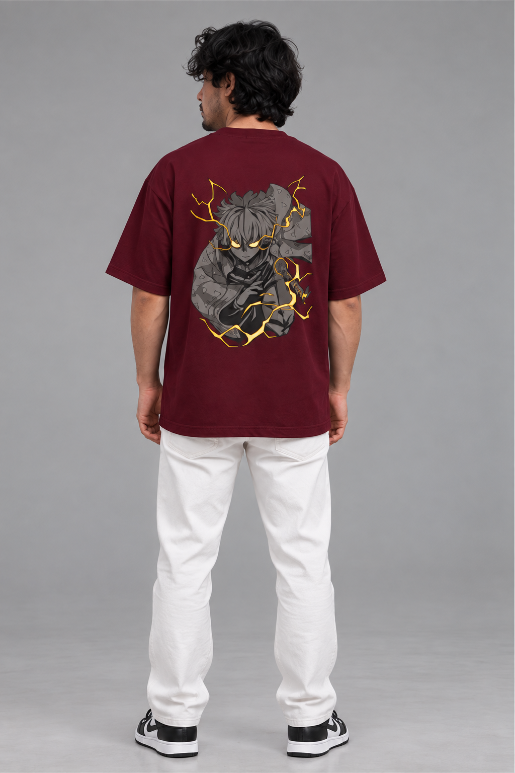Zenitsu Lightning Anime Graphic Cotton Oversized T-Shirt