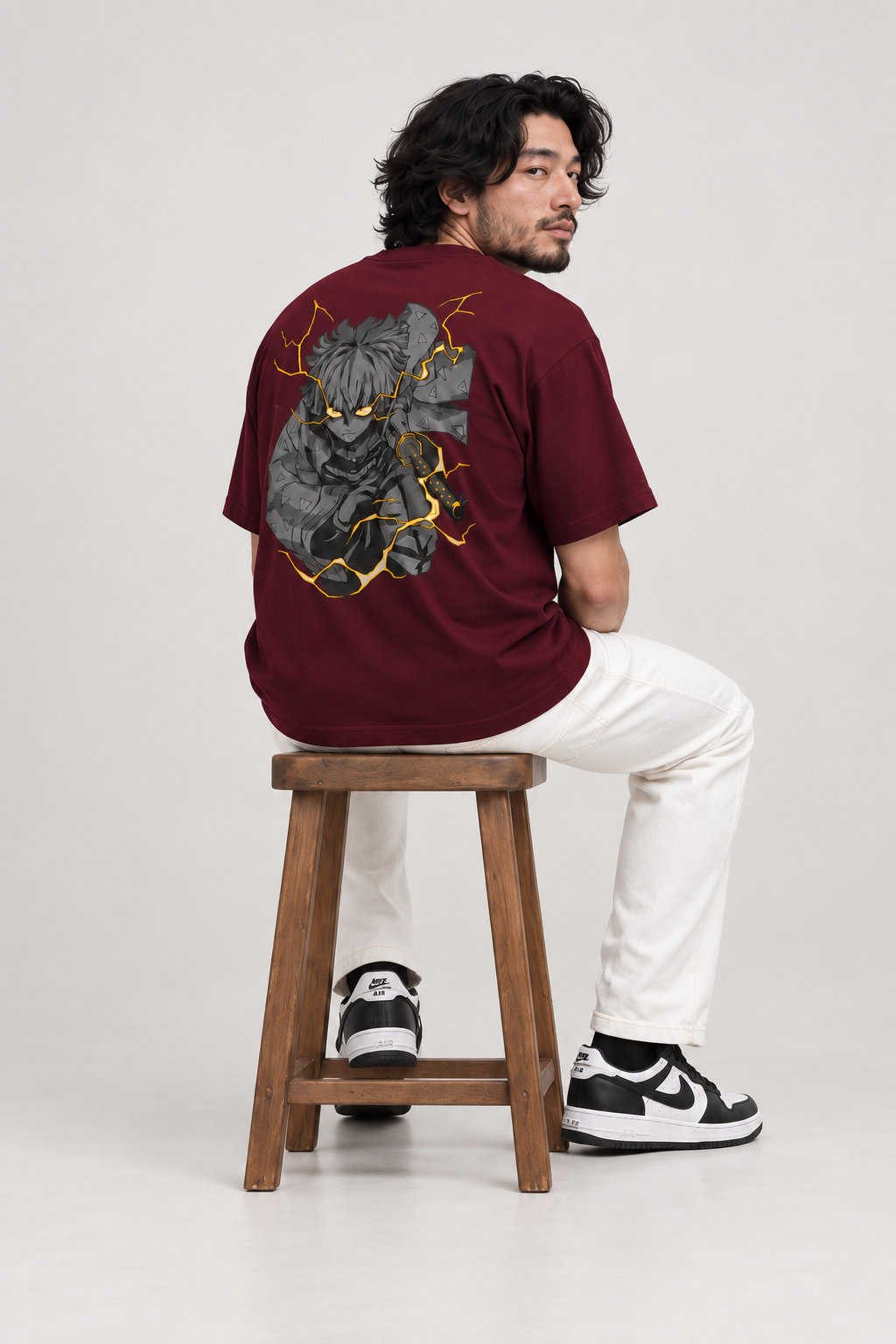 Zenitsu Lightning Anime Graphic Cotton Oversized T-Shirt